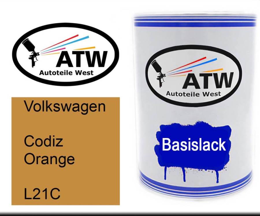 Volkswagen, Codiz Orange, L21C: 500ml Lackdose, von ATW Autoteile West.